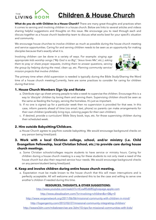 HOUSE CHURCH: What Do We Do With The Children?