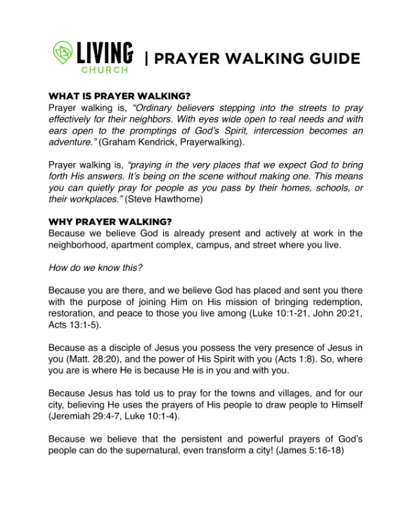 Prayer Walking Guide: Living Church