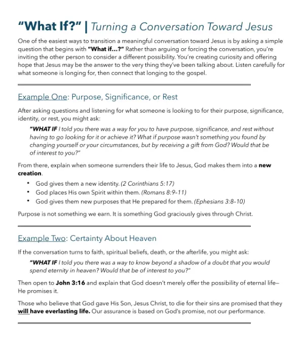 What If? A Gospel Conversation Starter